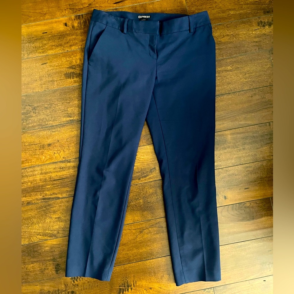 Express Ankle Length Suit Pant - Blue, Size 6